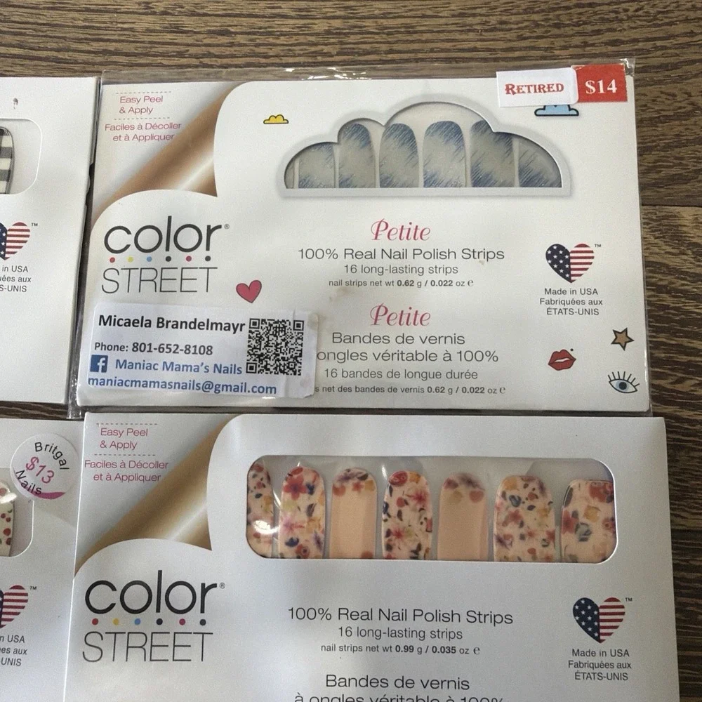 4 Sets Of Color Street Nail Polish Strips Cherry Floral Plaid Made USA Retired